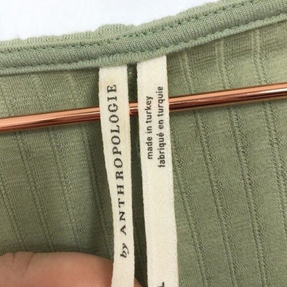 Anthropologie Sage Green Textured Puff Long Sleeve Top Like New Condition Large - Picture 5 of 8